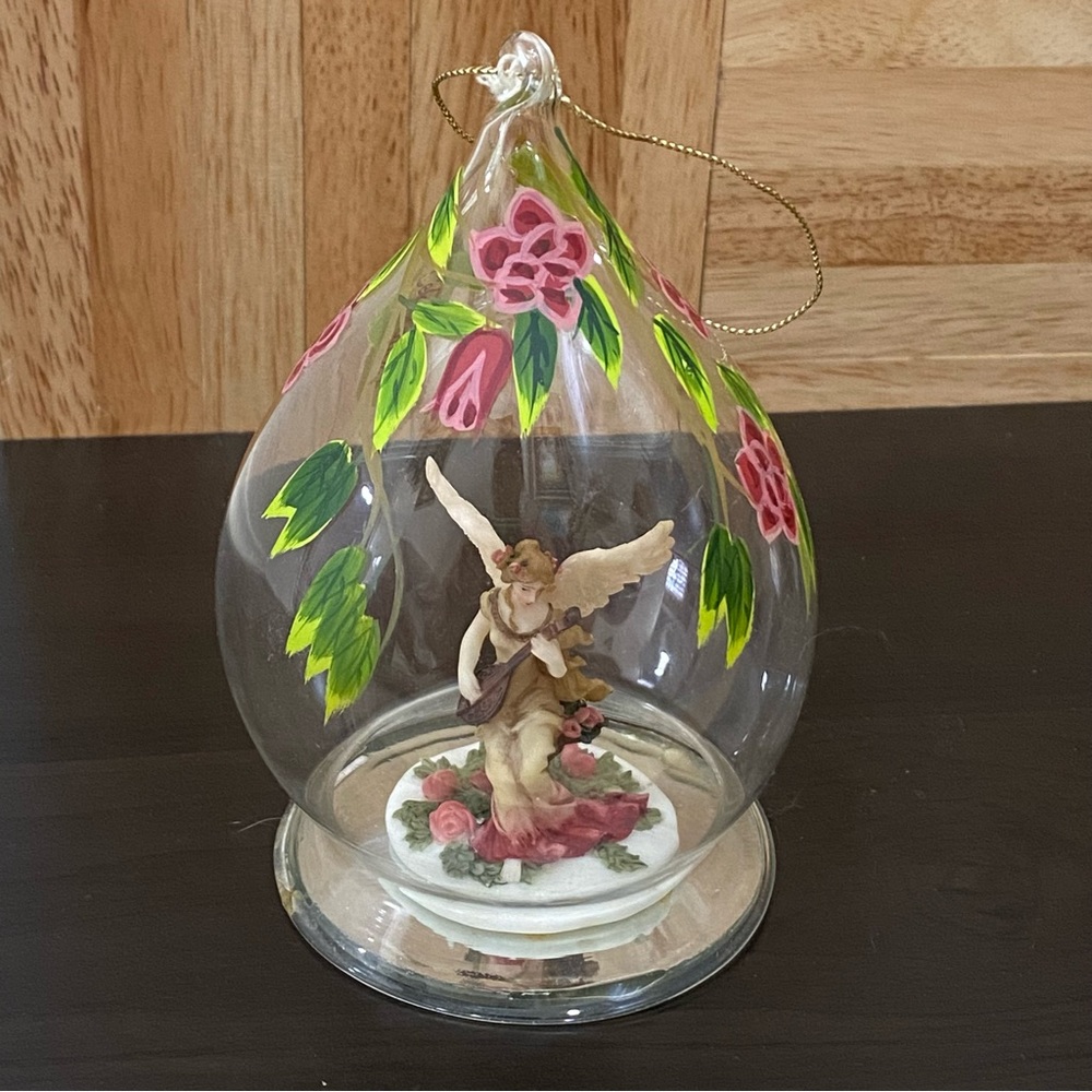 Vintage Celebrations Handpainted Blown Glass Angel Collectible Ornament